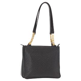 BALLY Borsa a Spalla in Pelle Nera e Oro Auth BA9031