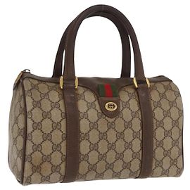 Borsa Gucci GG Supreme Web Sherry Line PVC Beige Oro 40 02 006 Auth ka1094