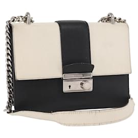 Borsa a spalla in pelle PRADA con catena bianca argento autentica bs32042