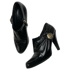 Stivali con tacco in pelle verniciata Gucci vintage neri 37,5