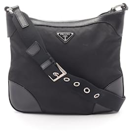 Borsa a Spalla Prada da Donna in Nylon e Pelle Nera