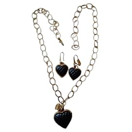 Collana Lunga Just Cavalli in Acciaio con Cuori in Onice Nero