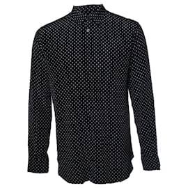 Camicia in seta nera con stampa di teschio Alexander McQueen