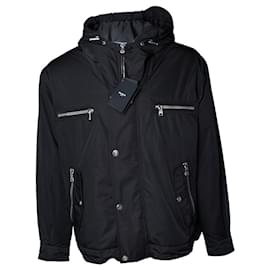 Balmain, schwarze Kapuzen-Bomberjacke