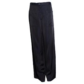 Dries van Noten, gestreifte weite glänzende Hose
