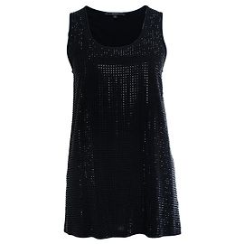 Gucci, top nero senza maniche con strass