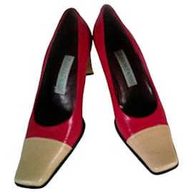 Autre Marque Zapatos de tacón Moda Di Fausto Rojo y Beige Cuero 36