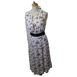 Autre Marque Vestido Monoprix de Viscose Ecru com Cervos Marrons