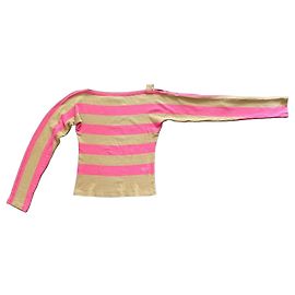 T-shirt a righe rosa e khaki a maniche lunghe Sonia Rykiel T. 36 Vintage