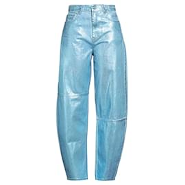 Ganni Jeans Stary Azul Metálico Algodón