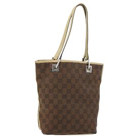 Sac fourre-tout en toile GG Gucci Beige Or 31244 Auth 158476