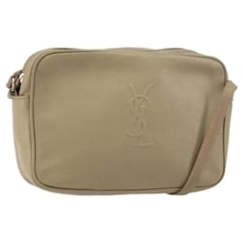 Saint Laurent Borsa a Spalla in Pelle Beige Argento Auth ka1059