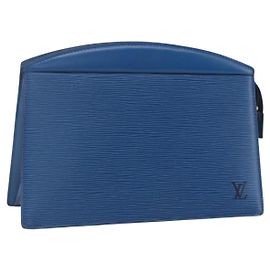 LOUIS VUITTON Epi Trousse Crete Pouch Azul M48405 LV Auth bs31950