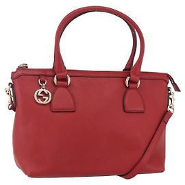 Borsa a mano in pelle Gucci 2way rossa e oro 449659 Auth ep12480