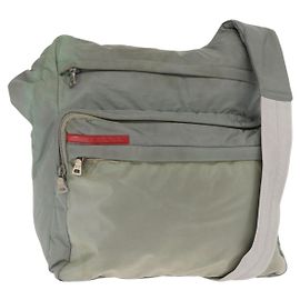 PRADA Bolsa de Ombro Esportiva em Nylon Verde Prata Auth ka1103