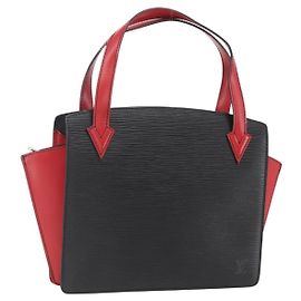 LOUIS VUITTON Borsa a Mano Varenne Bicolore Epi Nero Rosso M52387 LV Auth 158074