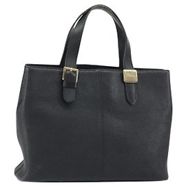 Bolsa de mão de couro preto e dourado BURBERRY Auth bs31757