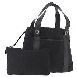 Bulgari Bolsa Tote BVLGARI Logo Mania em lona preta e prata autêntica 156876