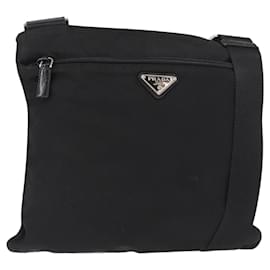 PRADA Schultertasche Nylon Schwarz Silber Authentisch am9977 - Prada