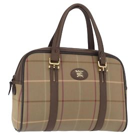 Autre Marque Burberrys Nova Check Handtasche aus Canvas Beige Gold Auth bs31758