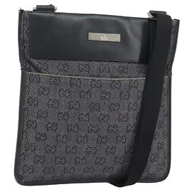 Borsa a Spalla GG Canvas Gucci Nera Argento 27639 Auth 148585