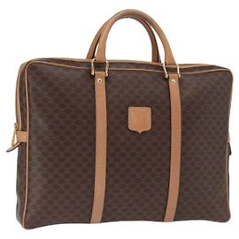 Céline Borsa da lavoro in tela Macadam CELINE in pelle PVC marrone e oro Auth bs31895