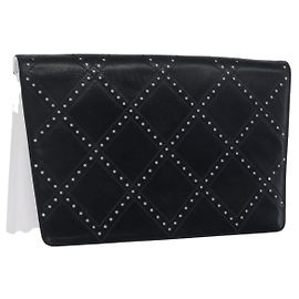 Borsa a mano in pelle Salvatore Ferragamo blu navy bianco oro Auth bs31766