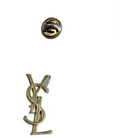 Broche Yves Saint Laurent Monogramme Logo Dorée