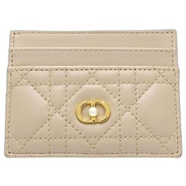 Christian Dior Beige Lambskin Business Card Case