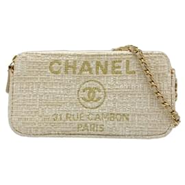 Chanel Deauville Shoulder Bag in Beige Canvas