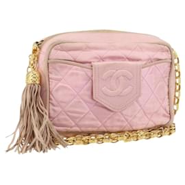 Borsa a frange in satin con motivo vintage Chanel
