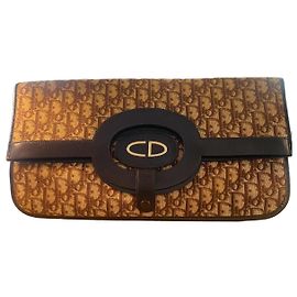 Bolso de mano / clutch de lona y cuero monograma vintage Dior – Ícono de Carrie Bradshaw