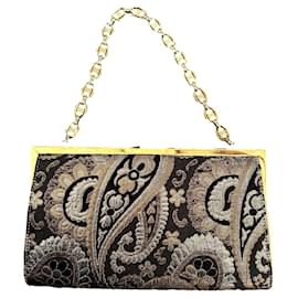 Celine Triomphe Gamaguchi Ketten-Schultertasche aus Canvas Leder Goldstickerei Triomphe Tasche Gold - Céline