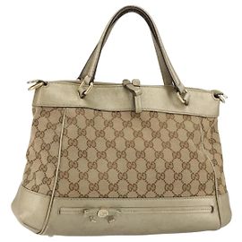 GUCCI GG Canvas Handtasche Beige Gold 269894 Auth 160609