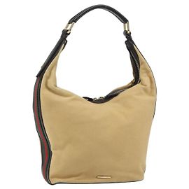 Gucci Borsa a Spalla Web Sherry Line in Tela Beige Oro 001 4288 Auth ep12486