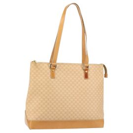Céline CELINE Macadam Canvas Tote Bag PVC Beige Gold Auth 160703