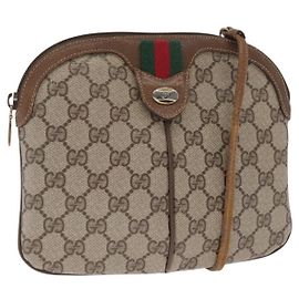 Gucci GG Supreme Web Sherry Line Tasche aus PVC Beige Gold 68 02 047 Auth ka1073