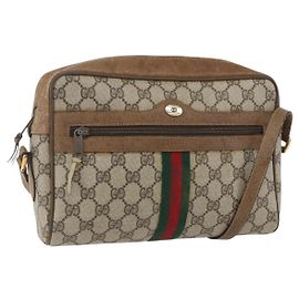 Borsa Sherry Line GG Supreme Web di GUCCI in PVC beige e oro 68 02 005 Auth 158512