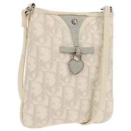 Borsa a Spalla Romantica Trotter Christian Dior PVC Bianco Argento Auth 158881V