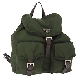 Zaino PRADA in nylon khaki argento autentico 147077
