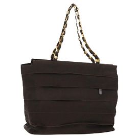 Borsa Tote Vala in Tela Marrone Argento Autentica gh1425 di Salvatore Ferragamo
