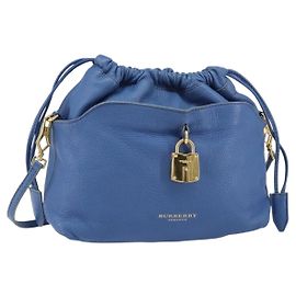 Burberry Borsa a Spalla in Pelle Blu Oro Auth 157793