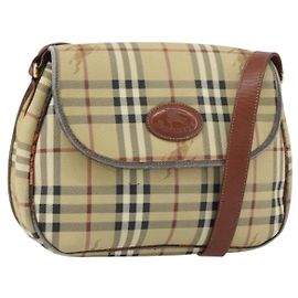 Autre Marque Burberrys Nova Check Schultertasche PVC Beige Gold Auth 158706