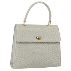 BALLY Bolso de Mano de Cuero Marfil Oro Auth 157907