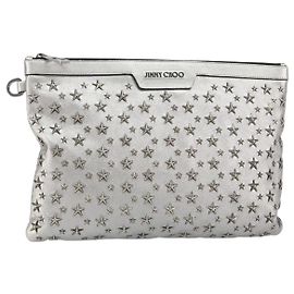 Borsa a mano in pelle con borchie Jimmy Choo Argento Auth 160738
