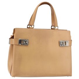 Gancini Tote Bag aus Leder Beige Gold Salvatore Ferragamo Auth 160685