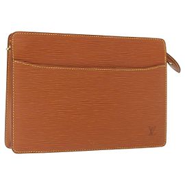 LOUIS VUITTON Epi Pochette Herren Tasche Braun Zipangu Gold M52528 LV Auth bs32026