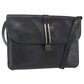 Borsa a Spalla Christian Dior in Pelle Nera e Oro Auth bs31902