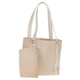 Bulgari Borsa Tote BVLGARI Logo Mania in tela e pelle beige argento Auth 158698