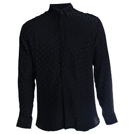 Saint Laurent, black shirt with leaf print